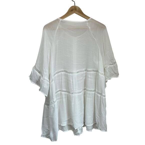 Cupshe White Ladder Cutout Tiered Cover Up Beach Shirt Dress Size M Resort - Picture 3 of 9
